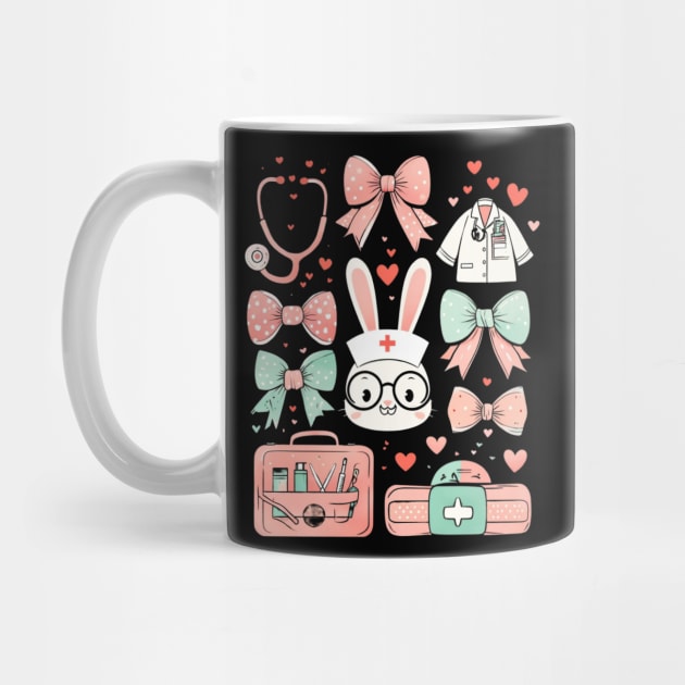 Easter Nurse Coquette Bunny Stethoscope Bow rabbit Nursing by Creatifly Graphic Tees